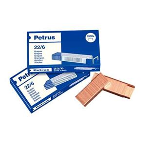 PACK 4 CAJAS GRAPAS 22/6 CAJA 1000 UNIDADES COBRE PETRUS - 55781