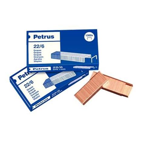 PACK 4 CAJAS GRAPAS 22/6 CAJA 1000 UNIDADES COBRE PETRUS - 55781