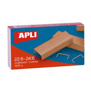 GRAPAS COBRE 22/6 - 24/6 CAJA 1000 UNIDADES GALVANIZADAS APLI - 18142