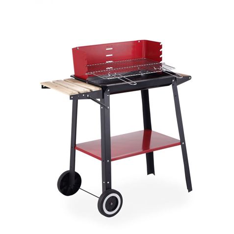BARBACOA PORTATIL RECTANGULAR 81X41CM CON RUEDAS ALGON - BY01010578220.