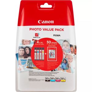 PACK 4 CARTUCHOS + 5 HOJAS PAPEL FOTOGRAFICO CLI581XL CANON - 2052C006