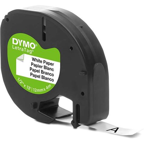 CINTA ETIQUETAS TEXTO NEGRO SOBRE BLANCO 12MM X 4 METROS DYMO - S0721510