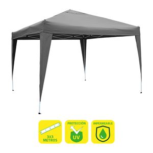 REACONDICIONADA CARPA PLEGABLE ACERO 3X3 METROS GRIS SUNGARDEN - SG0016