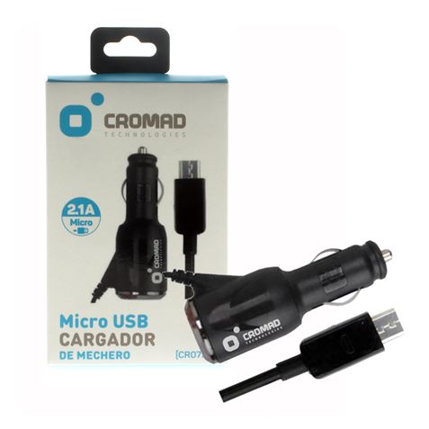 REACONDICIONADO CARGADOR DE MECHERO MICRO USB 2.1A NEGRO CROMAD - CR0753