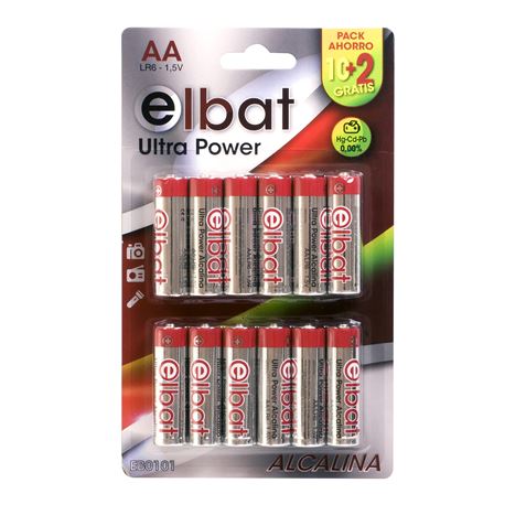 REACONDICIONADO PACK 12 PCS PILAS ALCALINAS LR6/AA ELBAT - EB0101