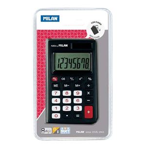 CALCULADORA DE BOLSILLO 8 DIGITOS CON FUNDA NEGRA MILAN - 150208KBL