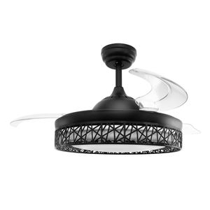 VENTILADOR DE TECHO CON LUZ Y ASPAS RETRACTILES NEGRO JOCCA - 2337