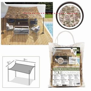 TOLDO TRIANGULAR EFECTO CAMUFLAJE CON BOLAS 2X3. METROS - 51144F