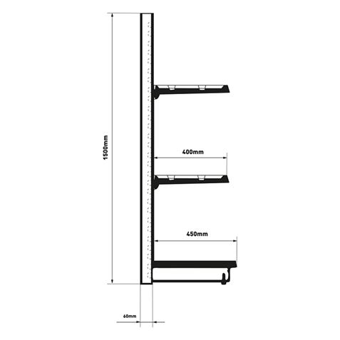 EXPOSITOR GÓNDOLA 900X450X1500MM NEGRO CROMAD - CR1208-5