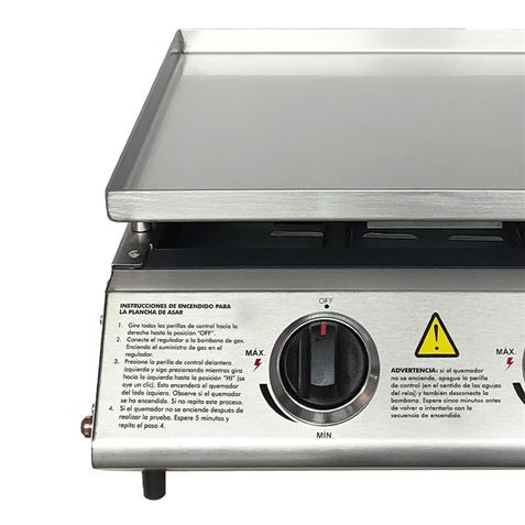 PLANCHA DE ASAR 2 FUEGOS INOXIDABLE MUVIP - MV0616-1