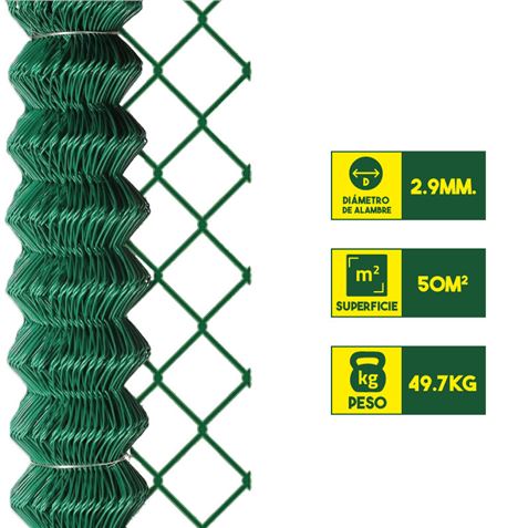 MALLA DE VALLADO PLASTIFICADA 60X60X2.9MM 2X25 METROS SUNGARDEN - SG0154