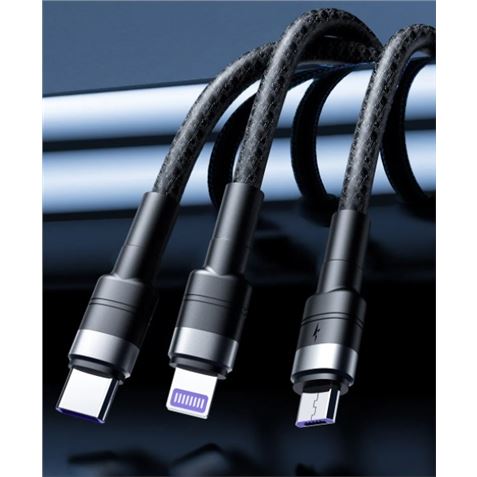 CABLE NBQ191 CARGA RAPIDA 40W 3 EN 1 | MICRO + TIPO C + LIGHTNING A USB XO - XONBQ191-1