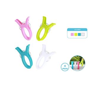 PACK 4 PINZAS PLASTICAS PLAYA COLORES SURTIDOS - 10504.