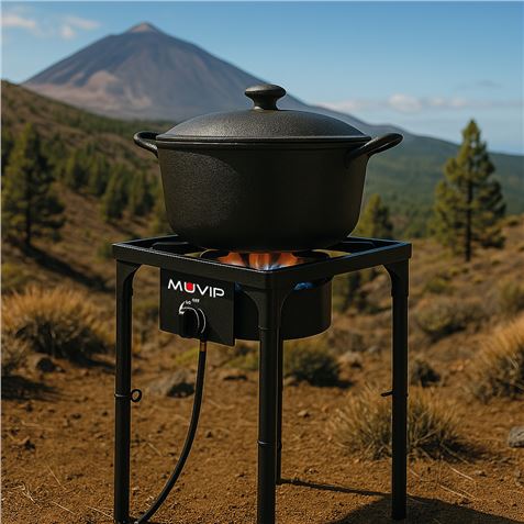 FOGÓN DE GAS ALTA POTENCIA 1 FUEGO 40X40CM AJUSTABLE EN ALTURA MUVIP - MV0633-2