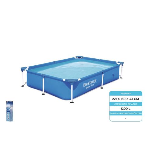 PISCINA RECTANGULAR STEEL PRO 221X150X43 BESTWAY - 56401.