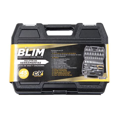 REACONDICIONADA MALETIN HERRAMIENTAS C.V. 45 PCS 1/4" BLIM - BL0340_02