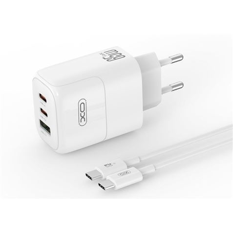 CARGADOR 2X TIPO C + USB 65W CARGA RAPIDA + CABLE TIPO C XOL139 XO - XOL139TC
