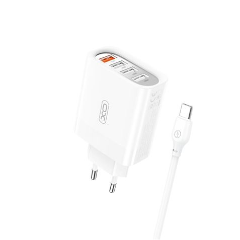CARGADOR DE CORRIENTE L100 4XUSB + CABLE 2.4A TIPO C XO - XOL100TC.