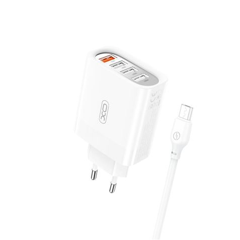 CARGADOR DE CORRIENTE L100 4XUSB + CABLE 2.4A MICRO USB XO - XOL100MC.