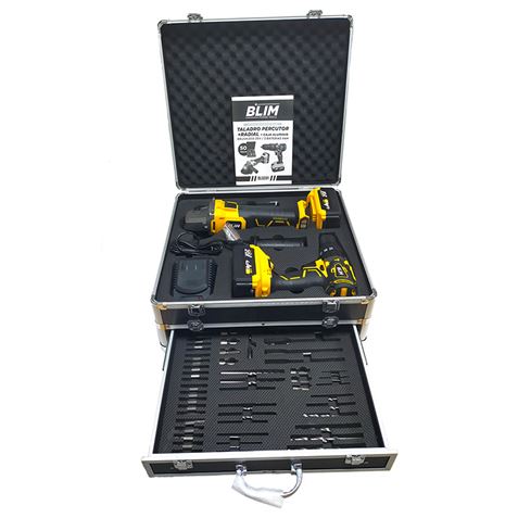 REACONDICIONADO PACK 20V TALADRO PERCUTOR+RADIAL S/CARBONES | 2x4AH | BLIM - BL0201-1-2