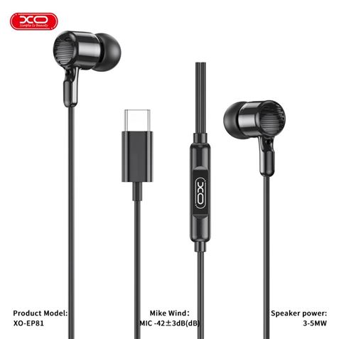 AURICULARES CON Y MICROFONO CABLE TIPO C EP81 NEGRO XO - XOEP81BK