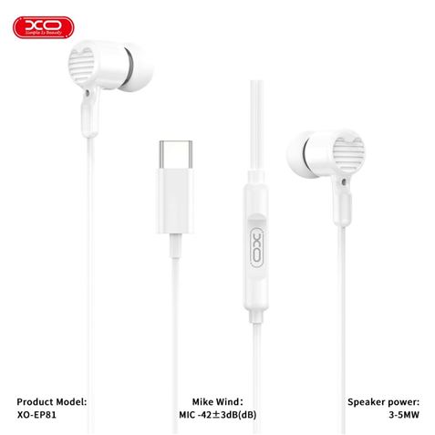 AURICULARES CON Y MICROFONO CABLE TIPO C EP81 BLANCO XO - XOEP81WH