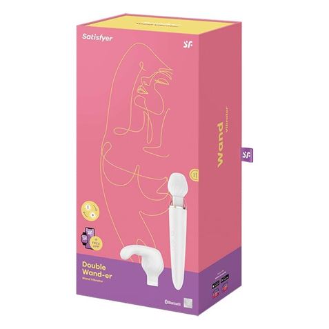 MASAJEADOR CON DOBLE CABEZAL VIBRADOR DOUBLE WAND-ER APP SATISFYER - 4061504001791-1