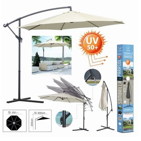 SOMBRILLA EXCENTRICA BEIGE 300CM - 18011