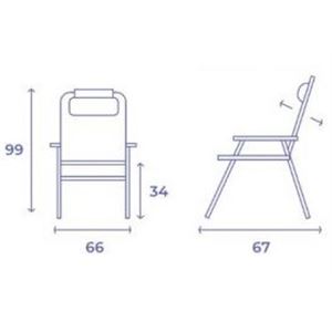 SILLA PLEGABLE 5 POSICIONES ALUMINIO 67X66X99CM CON COJÍN Y ASA - 10246-2