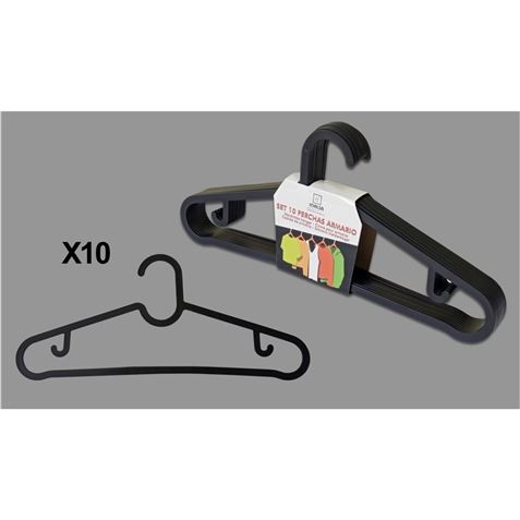 SET 10 PERCHAS NEGRAS PLASTICAS - 07351