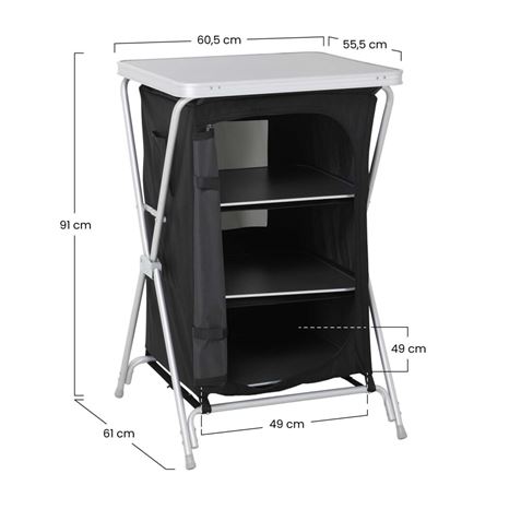 MESA DE CAMPING PLEGABLE CON ARMARIO DE TELA INTEGRADO - 76105