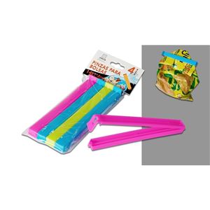PACK 4 PINZAS DE CIERRE PLASTICO PARA BOLSAS 14CM - 07404