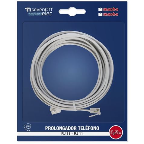 CABLE TELÉFONO RJ11 4.5M 4 VIAS MACHO-MACHO SEVENON - 09559