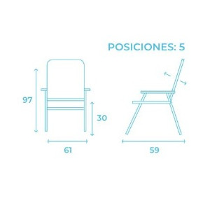 SILLA PLEGABLE 5 POSICIONES ALUMINIO...