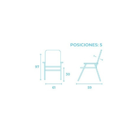 SILLA PLEGABLE 5 POSICIONES ALUMINIO...