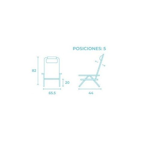 SILLA PLEGABLE 5 POSICIONES ALUMINIO...