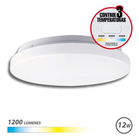 REAC APLIQUE LED TECHO REDONDO 12W | 1200LM | SELECTOR 3 TEMPERATURAS ELBAT - EB0517