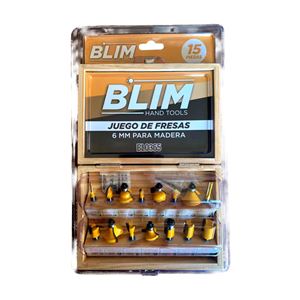 REACONDICIONADO JUEGO 15 PCS FRESAS 6MM PARA MADERA BLIM - BL0365