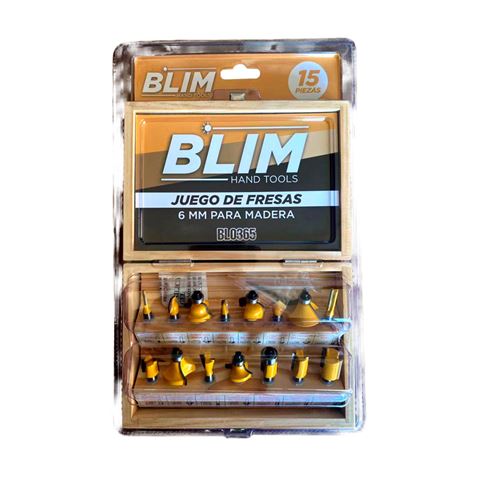 REACONDICIONADO JUEGO 15 PCS FRESAS 6MM PARA MADERA BLIM - BL0365