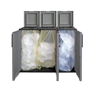 ARMARIO PARA RECICLAJE 3 COMPARTIMIENTOS 1020X370X840MM ARTPLAST