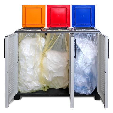 ARMARIO PARA RECICLAJE 3 COMPARTIMIENTOS 1020X370X840MM ARTPLAST - F100ECOLOR-1