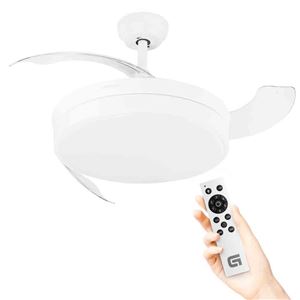 VENTILADOR DE TECHO 42" LED BLANCO 40W ASPAS RETRACTILES GRUNKEL