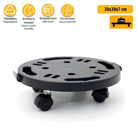 PLATAFORMA REDONDA CON RUEDAS 300X300X30MM ARTPLAST - L3030N-1