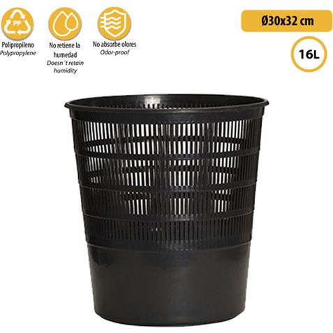 PAPELERA PERFORADA DE PLASTICO 16 LITROS ARTPLAST - KS1-1