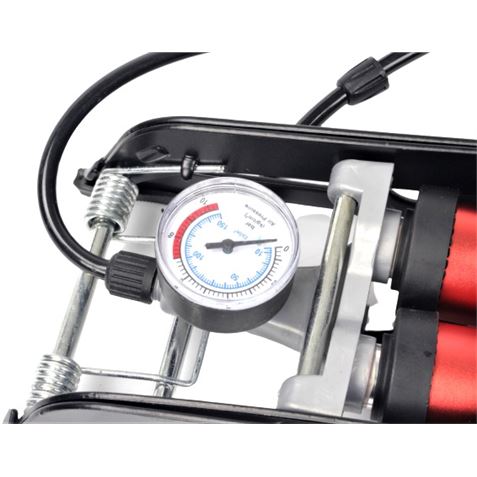 INFLADOR DE PIE DOBLE CON MANOMETRO 130 PSI MADER - 63641-2