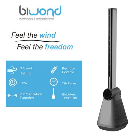 VENTILADOR DE TORRE 50W SIN ASPAS COOLFEEL BIWOND - BW0086