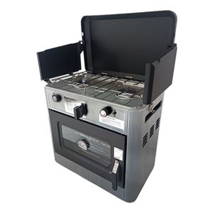 COCINA 2 FUEGOS CON TAPA + HORNO DE GAS CON SISTEMA DE SEGURIDAD MUVIP