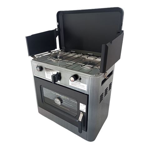 COCINA 2 FUEGOS CON TAPA + HORNO DE GAS CON SISTEMA DE SEGURIDAD MUVIP - MV0623