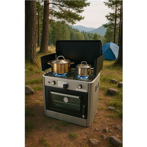 COCINA 2 FUEGOS CON TAPA + HORNO DE GAS CON SISTEMA DE SEGURIDAD MUVIP - MV0623-6