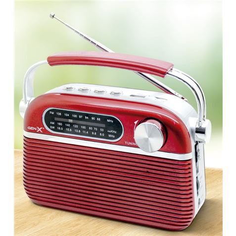 RADIO CLASICA RECARGABLE CON BLUETOOTH 4408 ROJA GEN-X - FMBLU-4408-RED